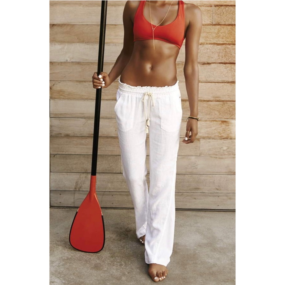 Roxy Oceanside white beach pants flare